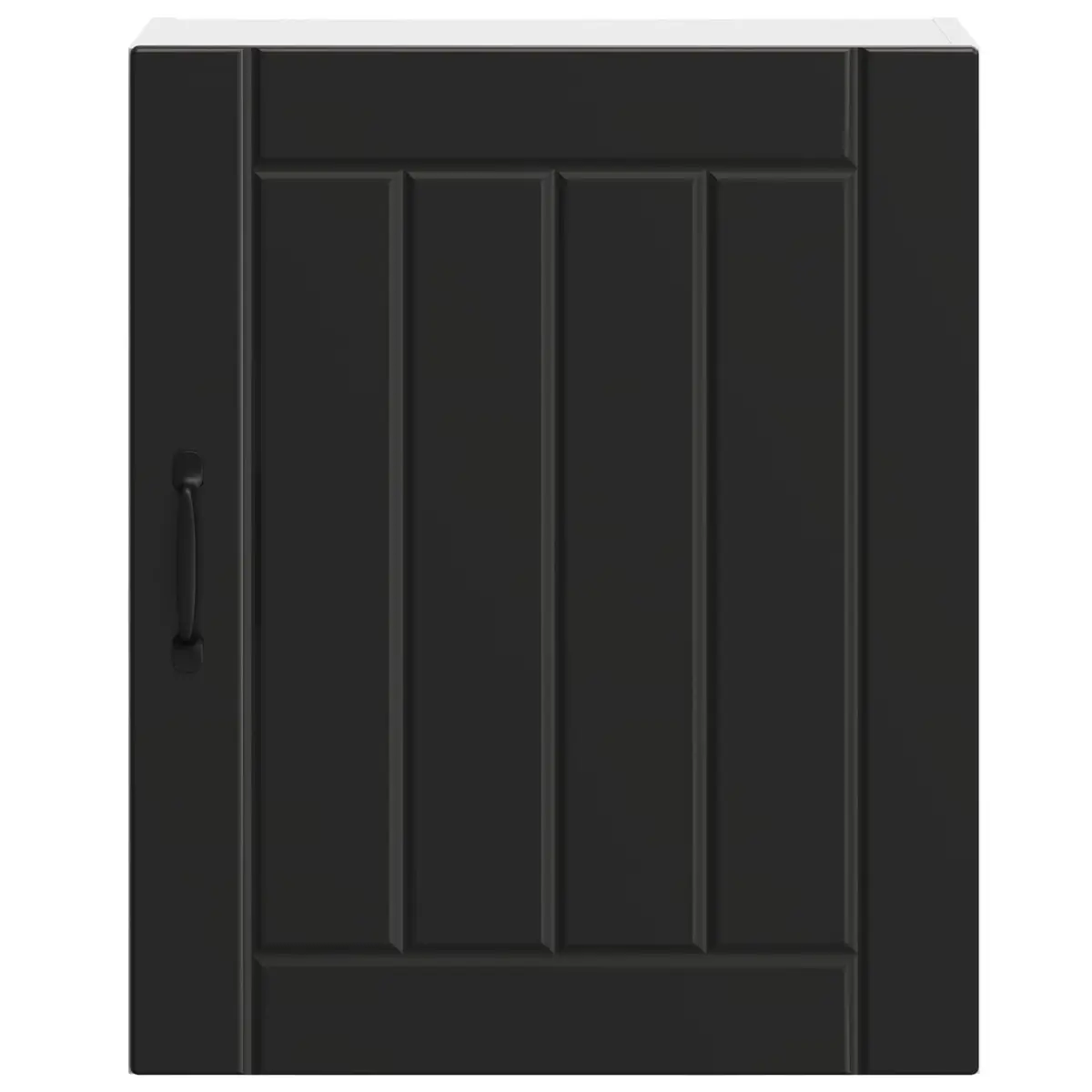 Kitchen Wall Cabinet Black Engineered Wood Glass Door Storage Organiser