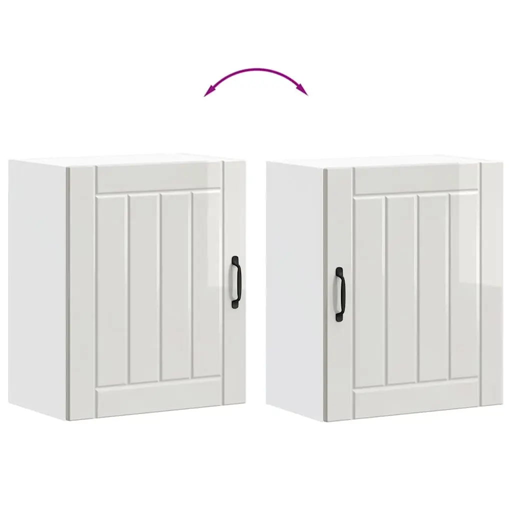 Wall Cabinet Storage Engineered Wood White High Gloss Glass Door Kitchen