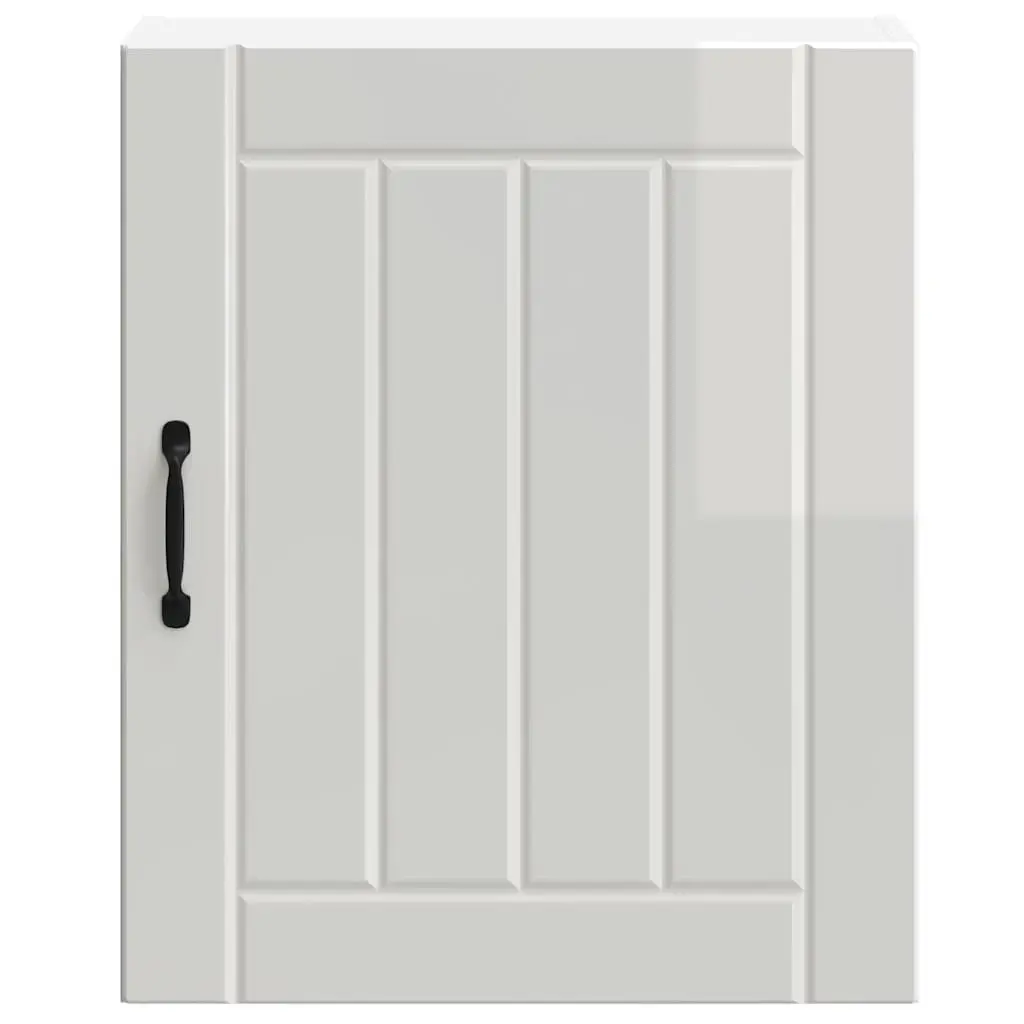 Wall Cabinet Storage Engineered Wood White High Gloss Glass Door Kitchen