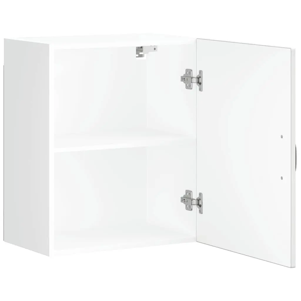 Wall Cabinet Storage Engineered Wood White High Gloss Glass Door Kitchen