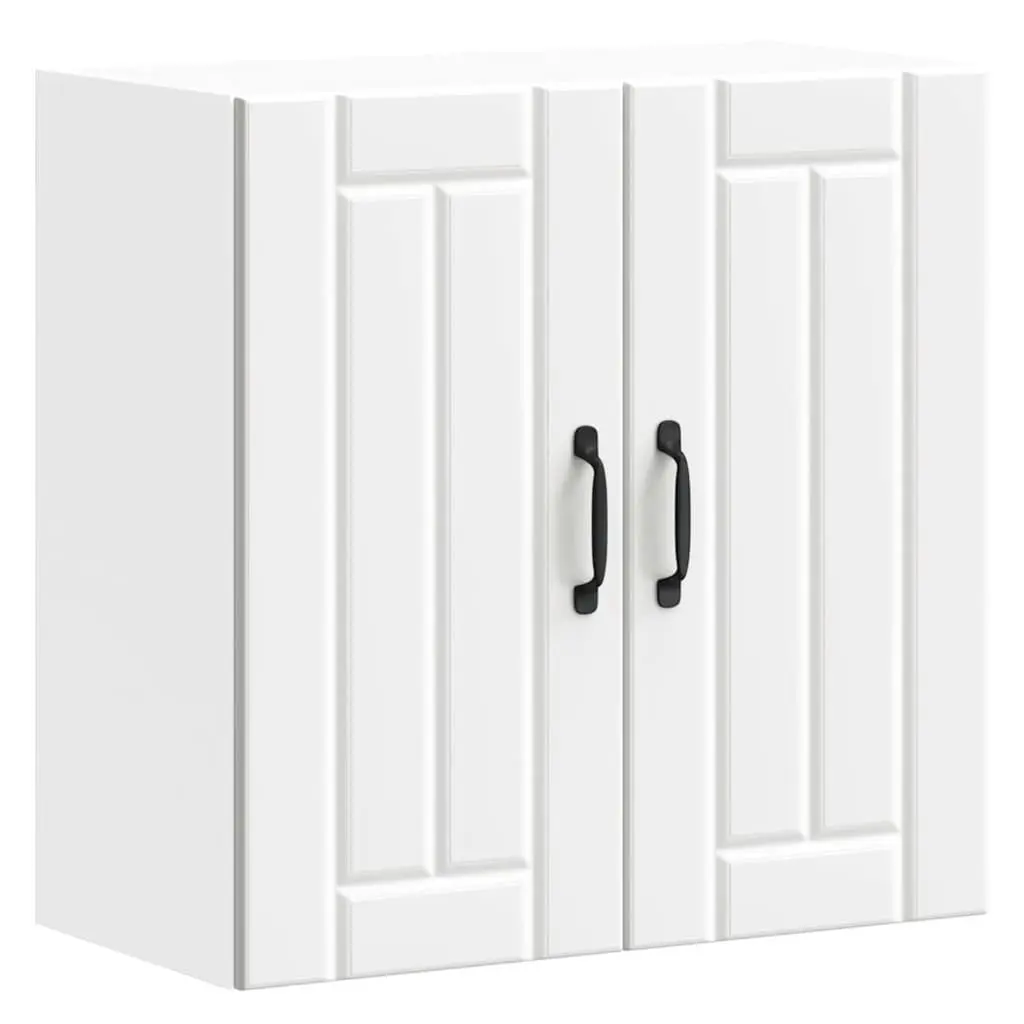 Kitchen Wall Cabinet White Engineered Wood Wall-Mounted Storage with Glass Door