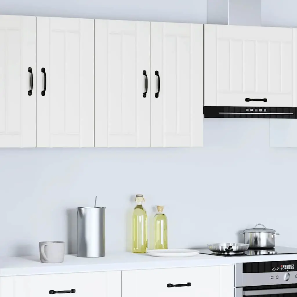 Kitchen Wall Cabinet White Engineered Wood Wall-Mounted Storage with Glass Door