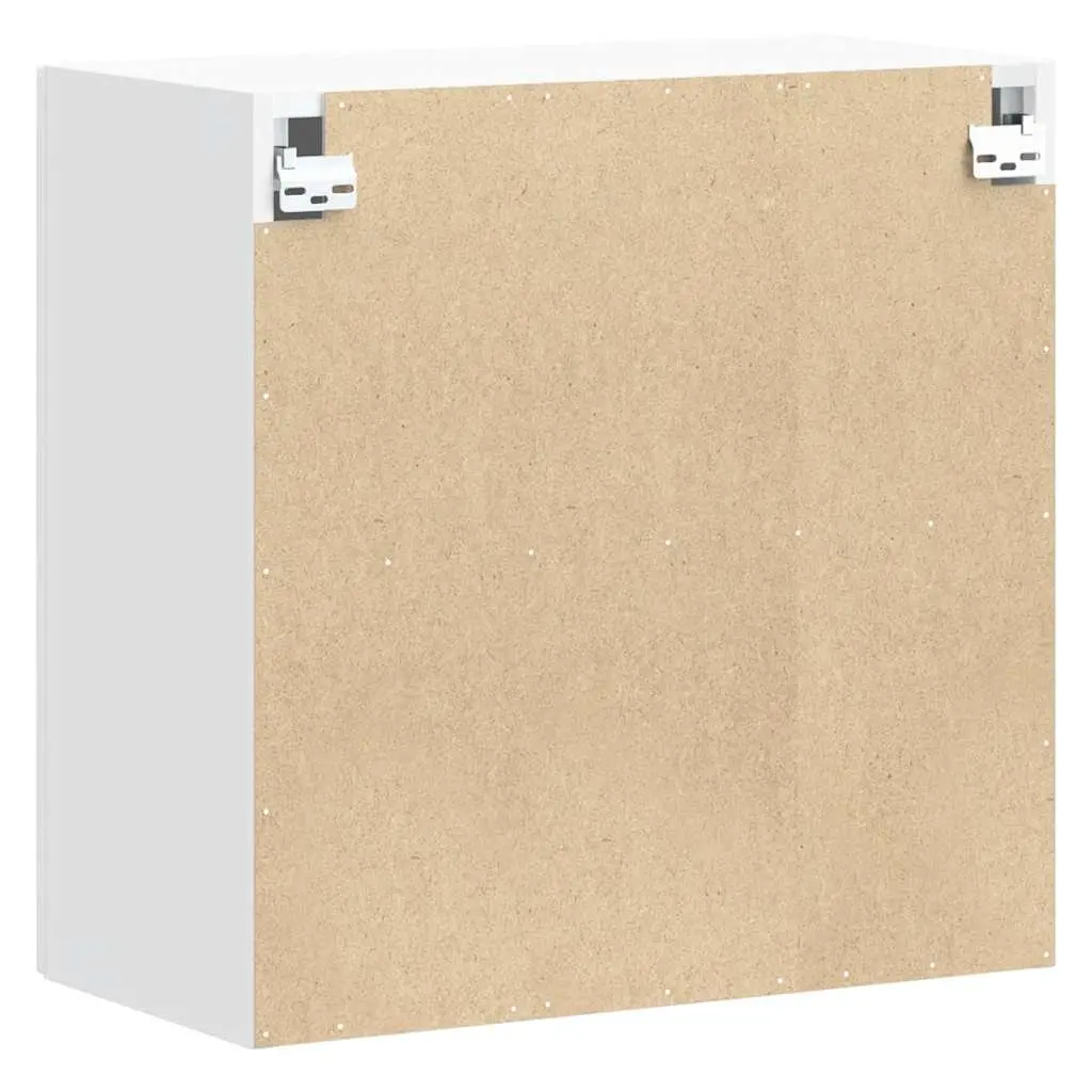 Kitchen Wall Cabinet White Engineered Wood Wall-Mounted Storage with Glass Door