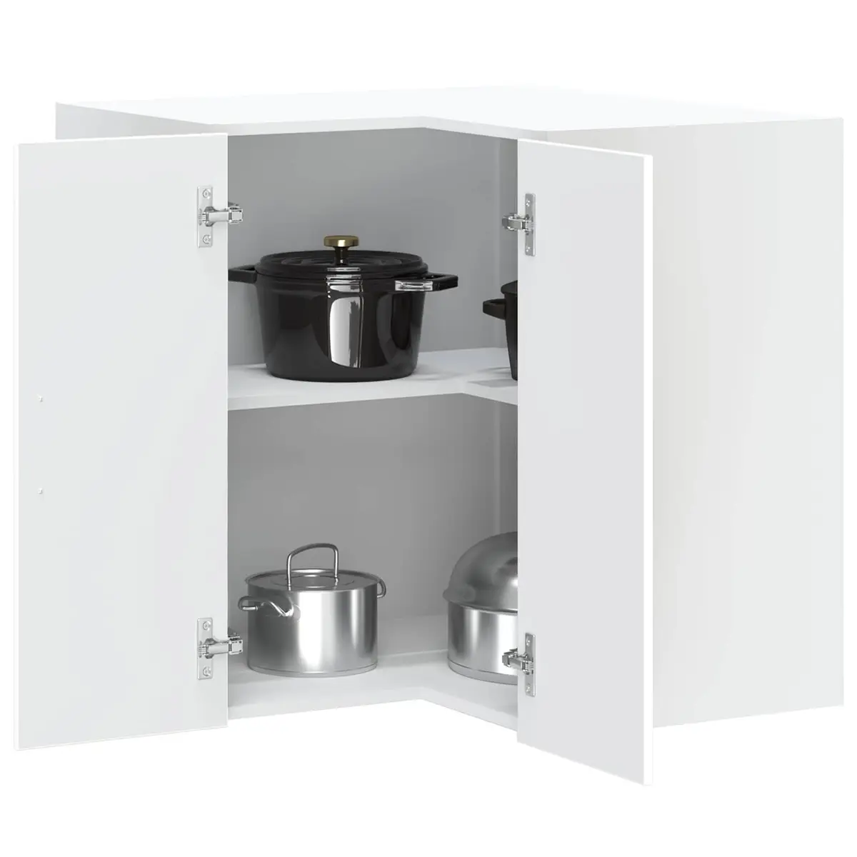 Kitchen Corner Cabinet Wall Mounted White Engineered Wood Storage