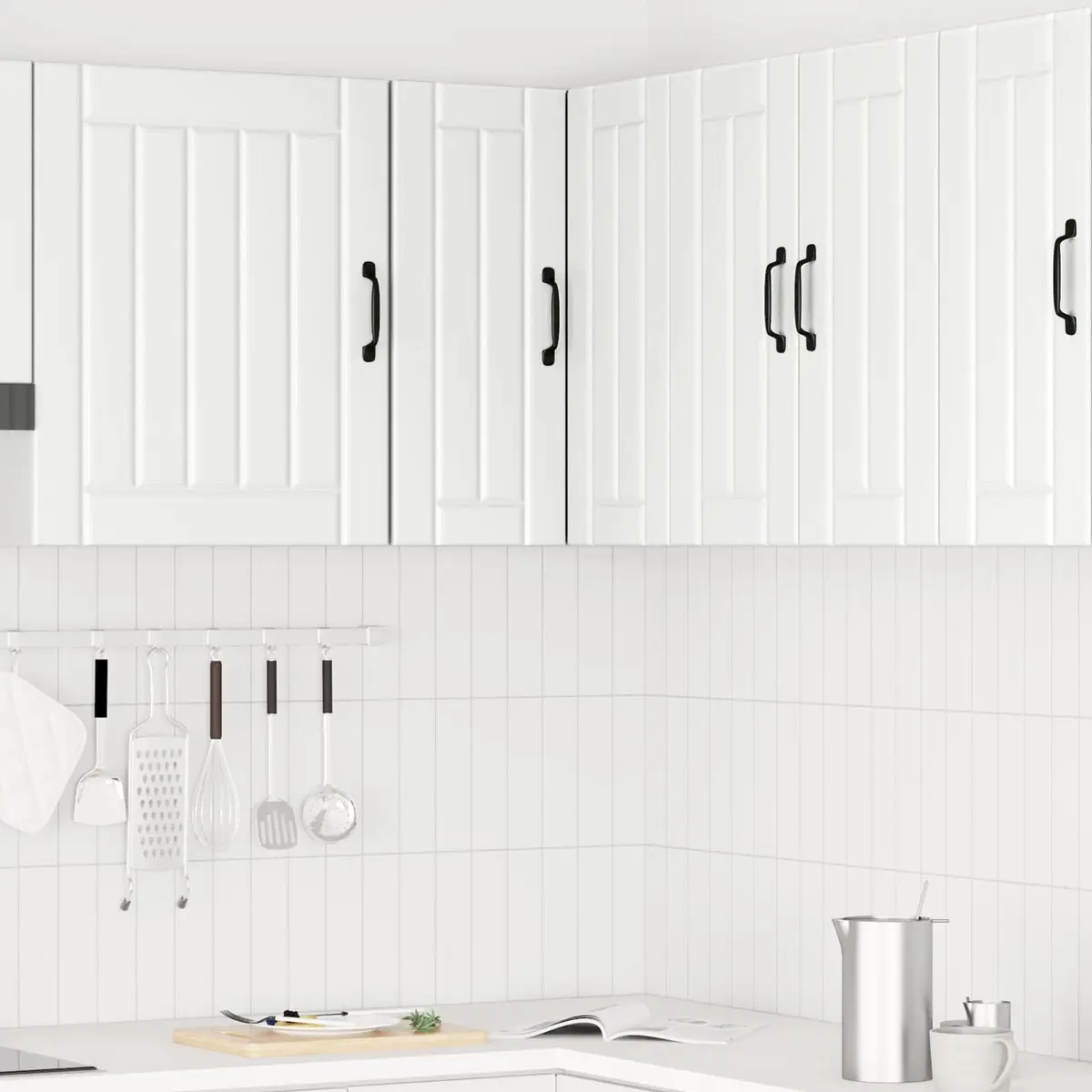 Kitchen Corner Cabinet Wall Mounted White Engineered Wood Storage
