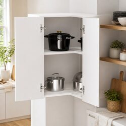 Kitchen Wall Corner Cabinet White High Gloss Engineered Wood Storage Cupboard