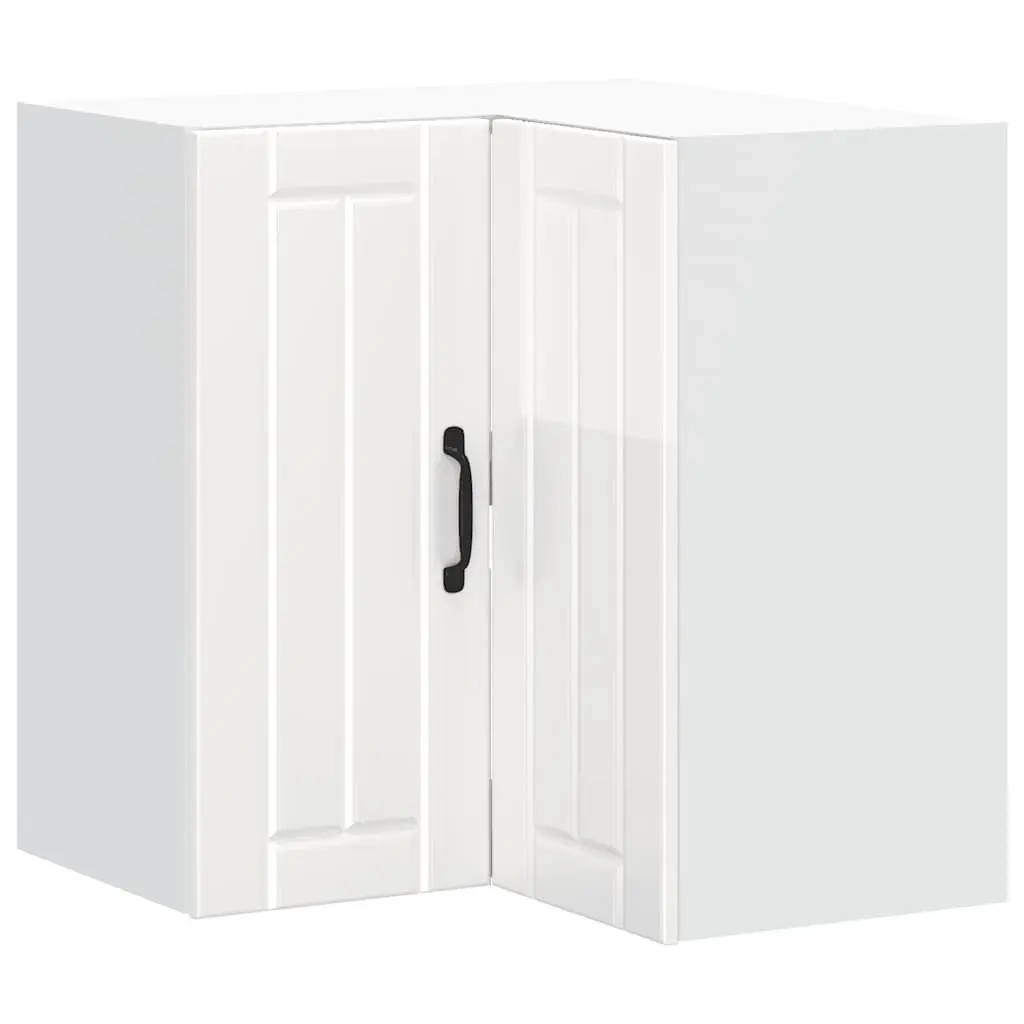 Kitchen Wall Corner Cabinet White High Gloss Engineered Wood Storage Cupboard
