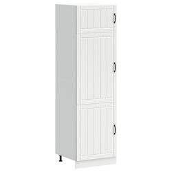 White Storage Cabinet: Engineered Wood, Adjustable Feet, Doors