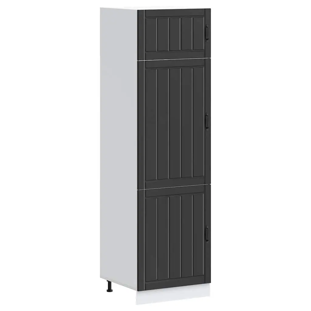 Kitchen Cupboard Black Engineered Wood Cabinet Storage Doors Adjustable Feet