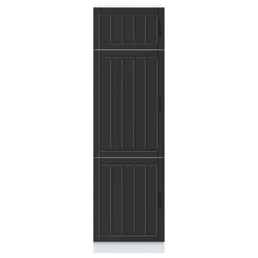 Kitchen Cupboard Black Engineered Wood Cabinet Storage Doors Adjustable Feet