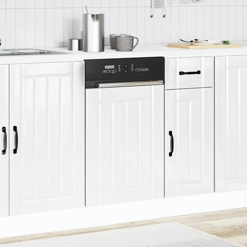 Dishwasher Panel High Gloss White Engineered Wood Kitchen Cabinet Front Cover