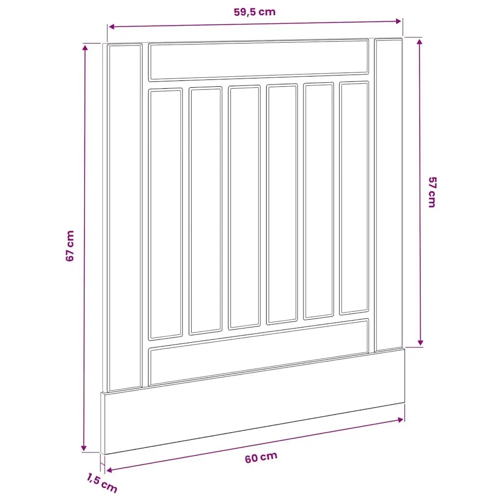 Dishwasher Panel White High Gloss Kitchen Cabinet Front Cover Engineered Wood