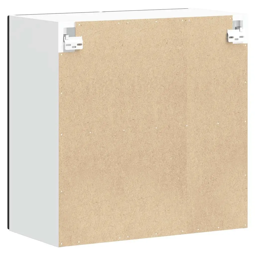 Kitchen Wall Cabinet Glass Door Black Engineered Wood Storage Organiser
