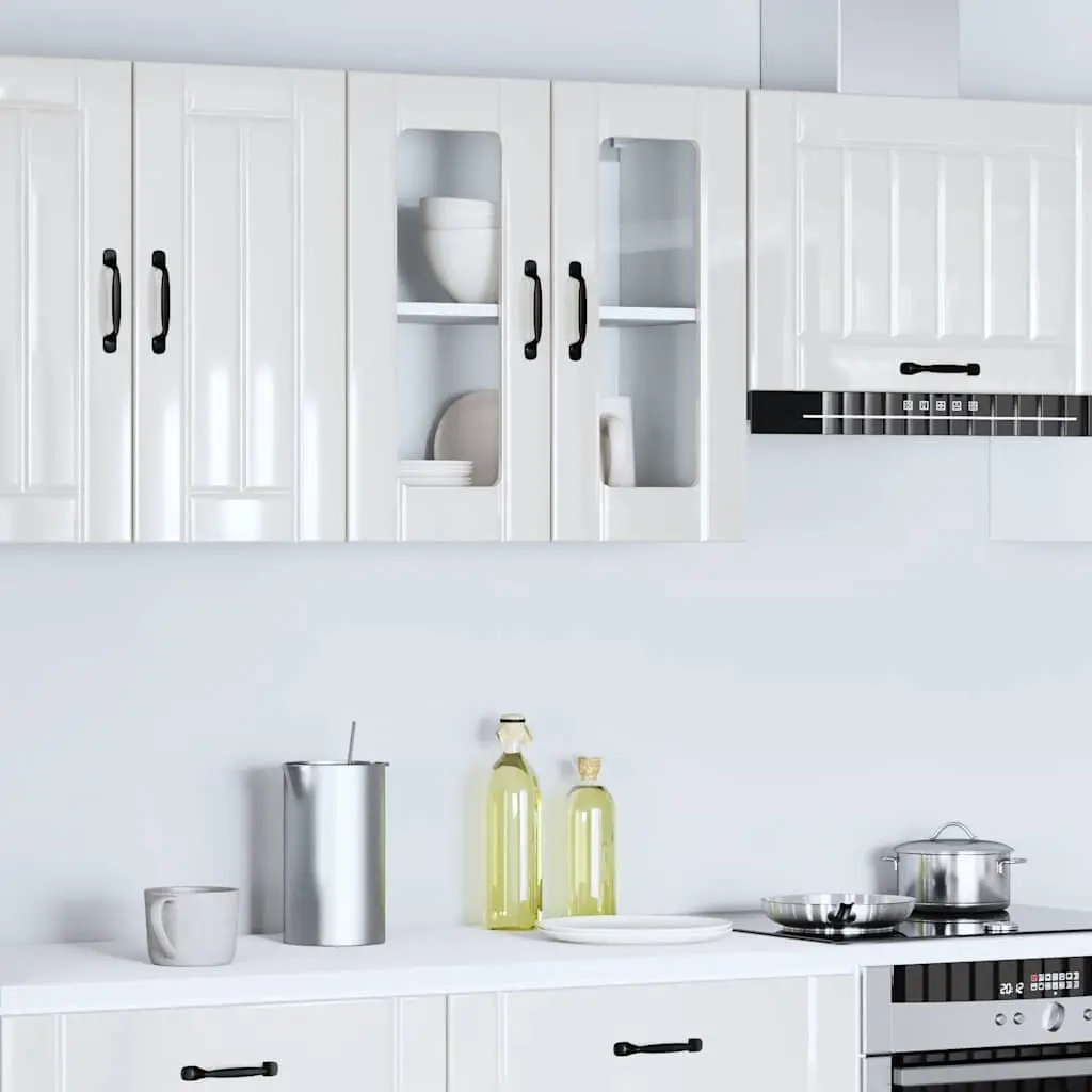 Engineered Wood Kitchen Wall Cabinet Storage Cupboard with Glass Door White Mounted