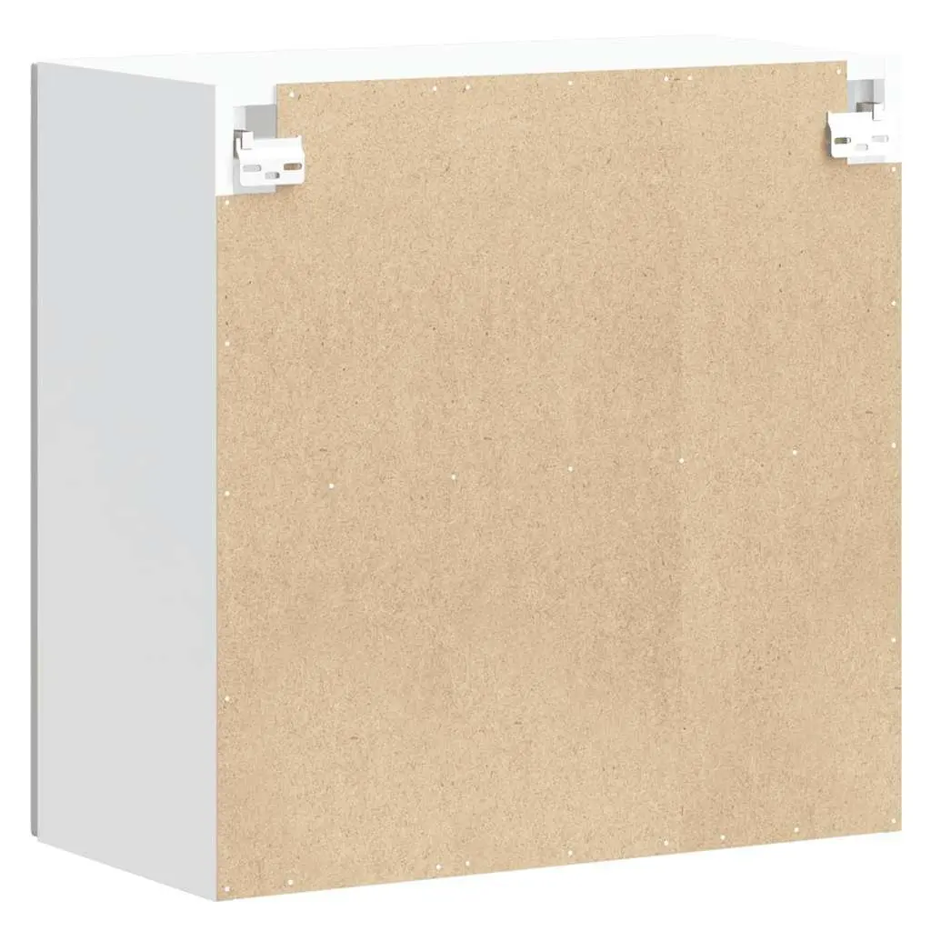 Engineered Wood Kitchen Wall Cabinet Storage Cupboard with Glass Door White Mounted