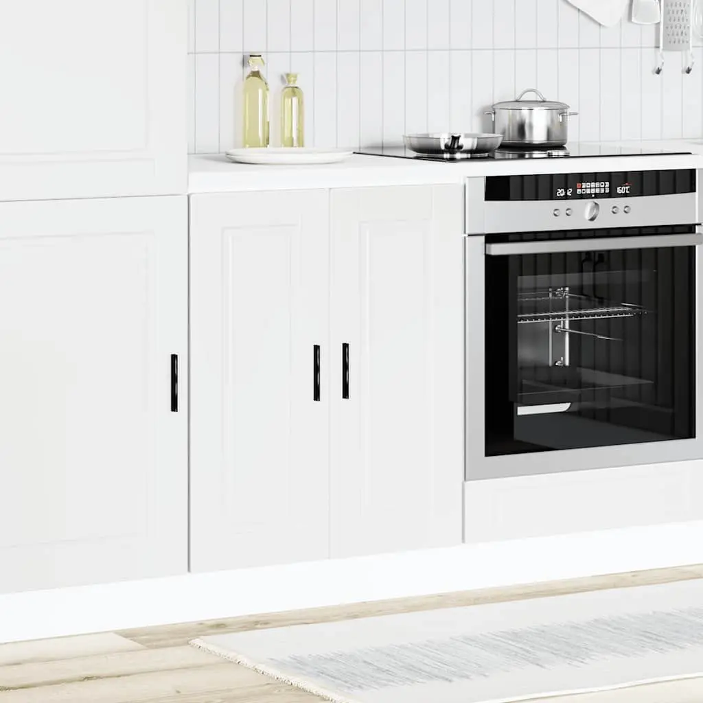 Kitchen Base Cabinet White Engineered Wood Storage Cupboard with Adjustable Feet