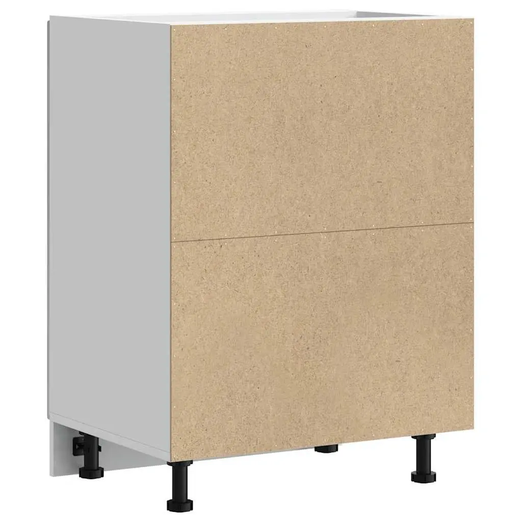 Kitchen Base Cabinet White Engineered Wood Storage Cupboard with Adjustable Feet
