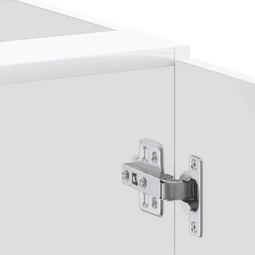 Kitchen Base Cabinet White Engineered Wood Storage Cupboard with Adjustable Feet