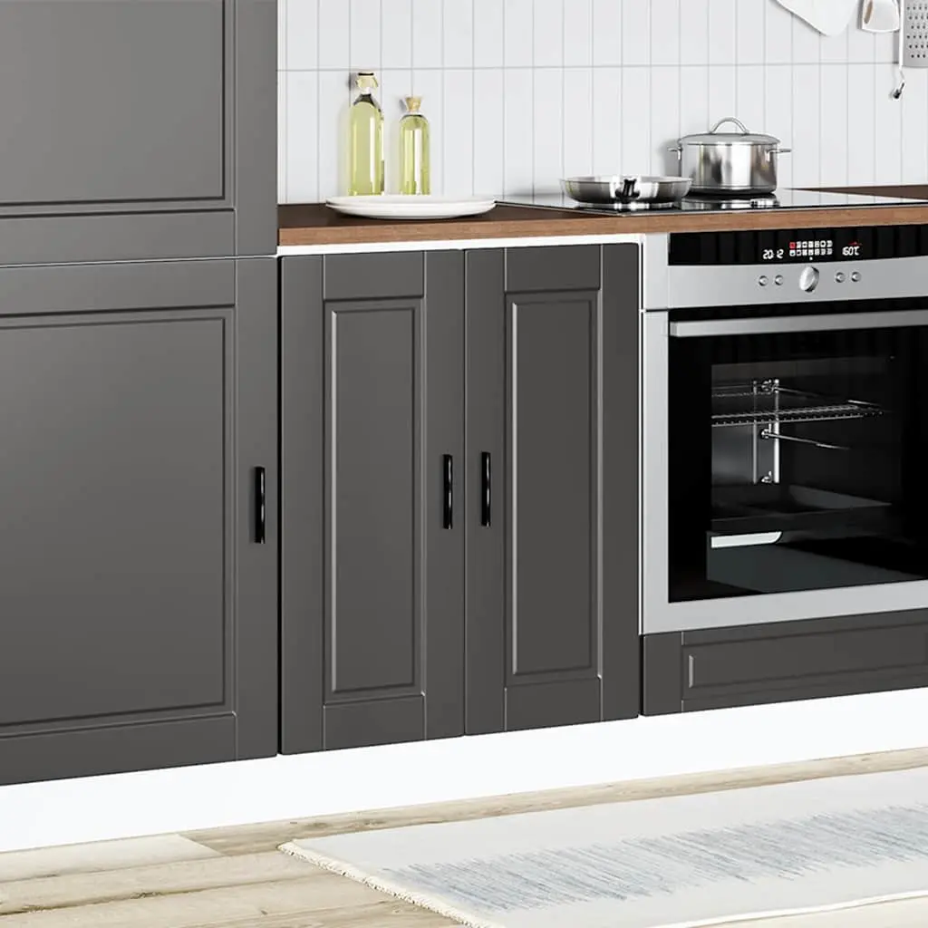 Kitchen Base Cabinet Black Engineered Wood Storage Unit Adjustable Feet