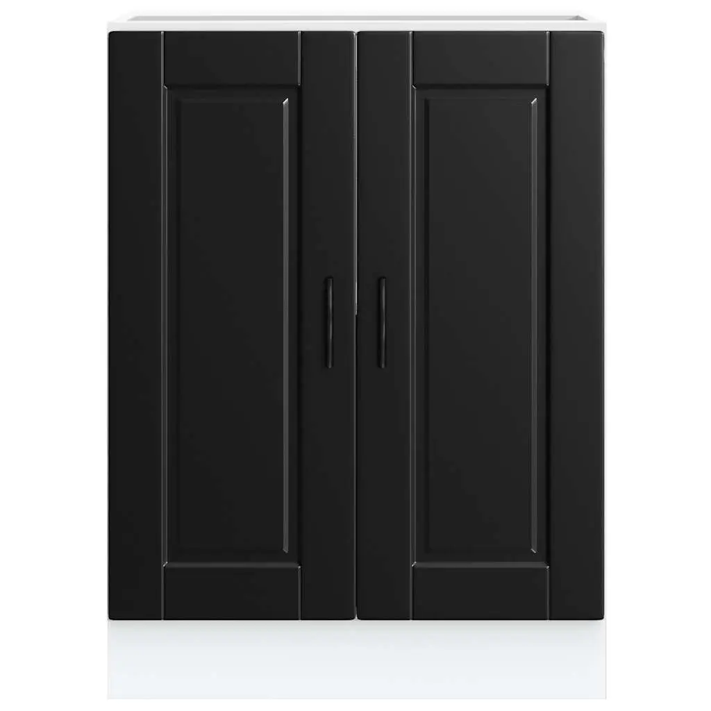 Kitchen Base Cabinet Black Engineered Wood Storage Unit Adjustable Feet
