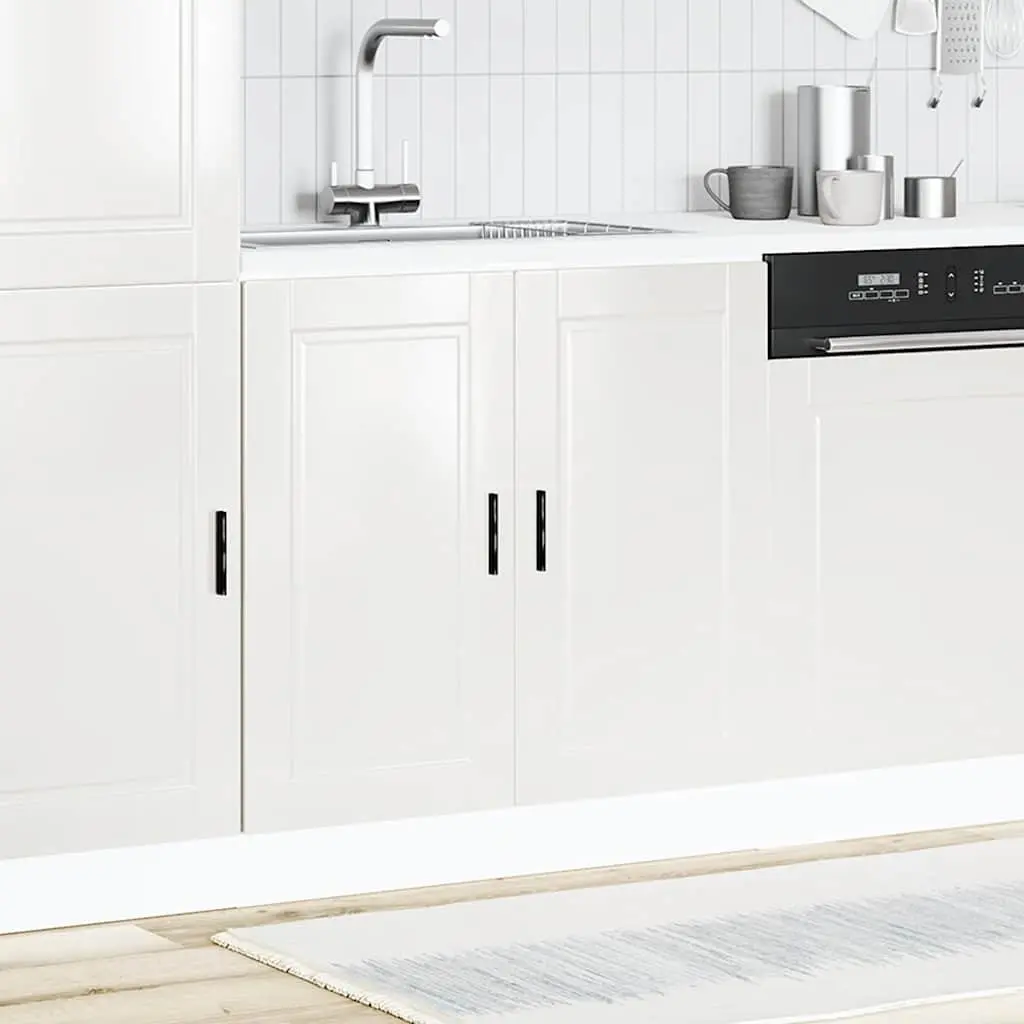 Sink Base Cabinet Kitchen Storage White High Gloss Engineered Wood 80x46x81.5cm