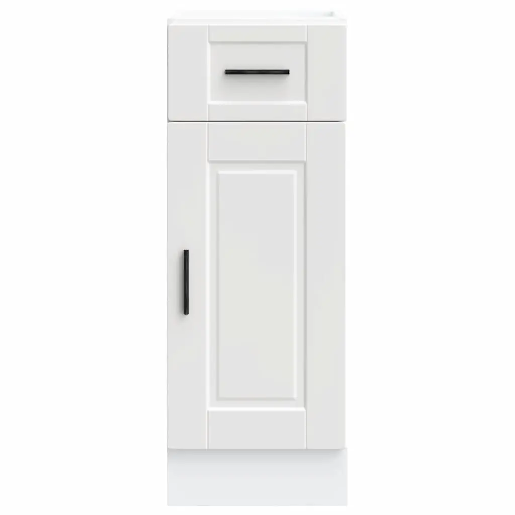 White Engineered Wood Kitchen Storage Base Cabinet with Adjustable Feet