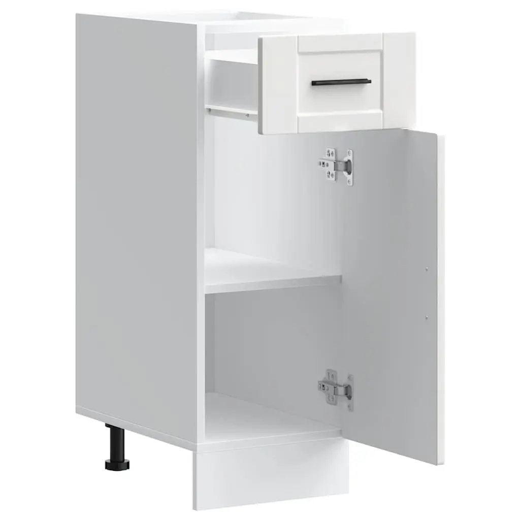 White Engineered Wood Kitchen Storage Base Cabinet with Adjustable Feet