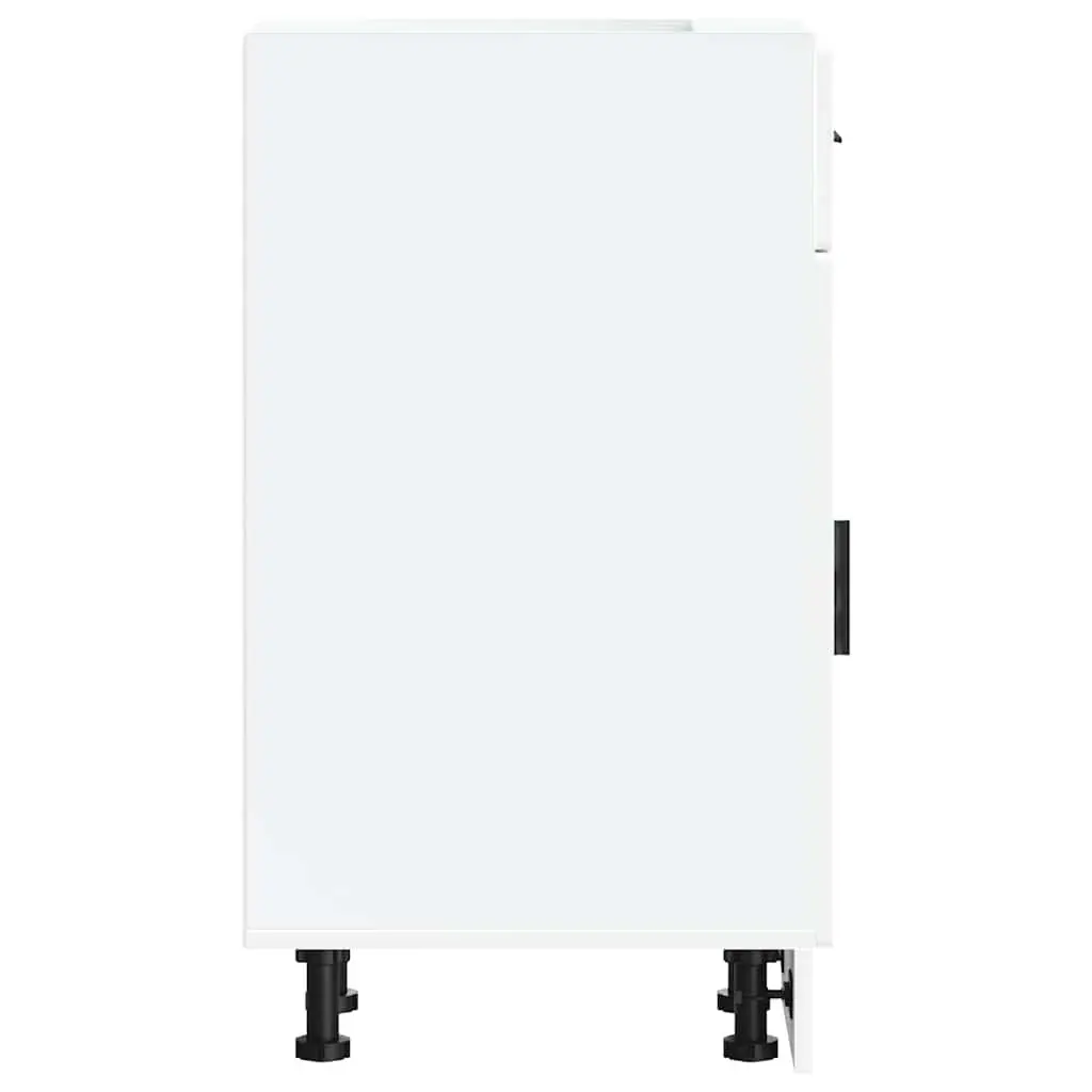 White Engineered Wood Kitchen Storage Base Cabinet with Adjustable Feet