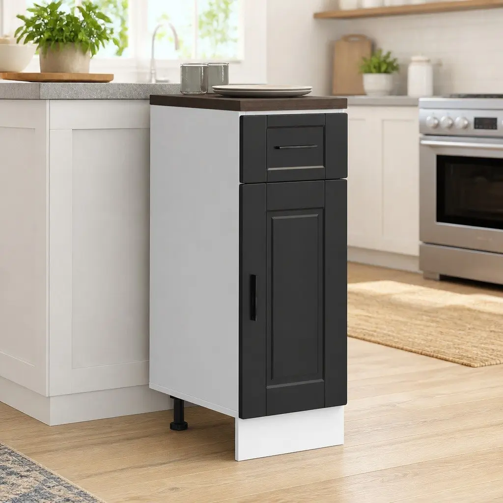 Black Kitchen Base Cabinet with Adjustable Feet