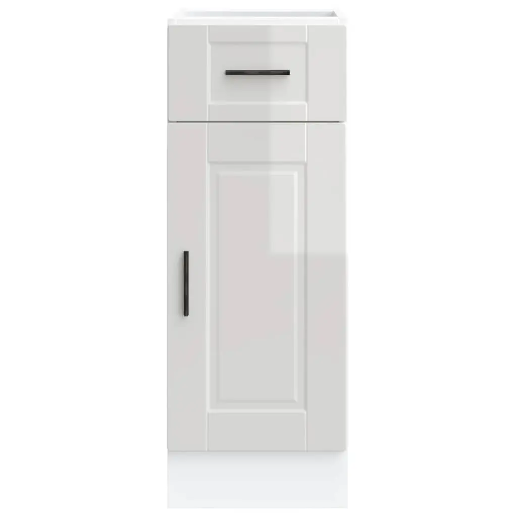 Kitchen Base Cabinet Storage Unit White Gloss Engineered Wood Adjustable Feet