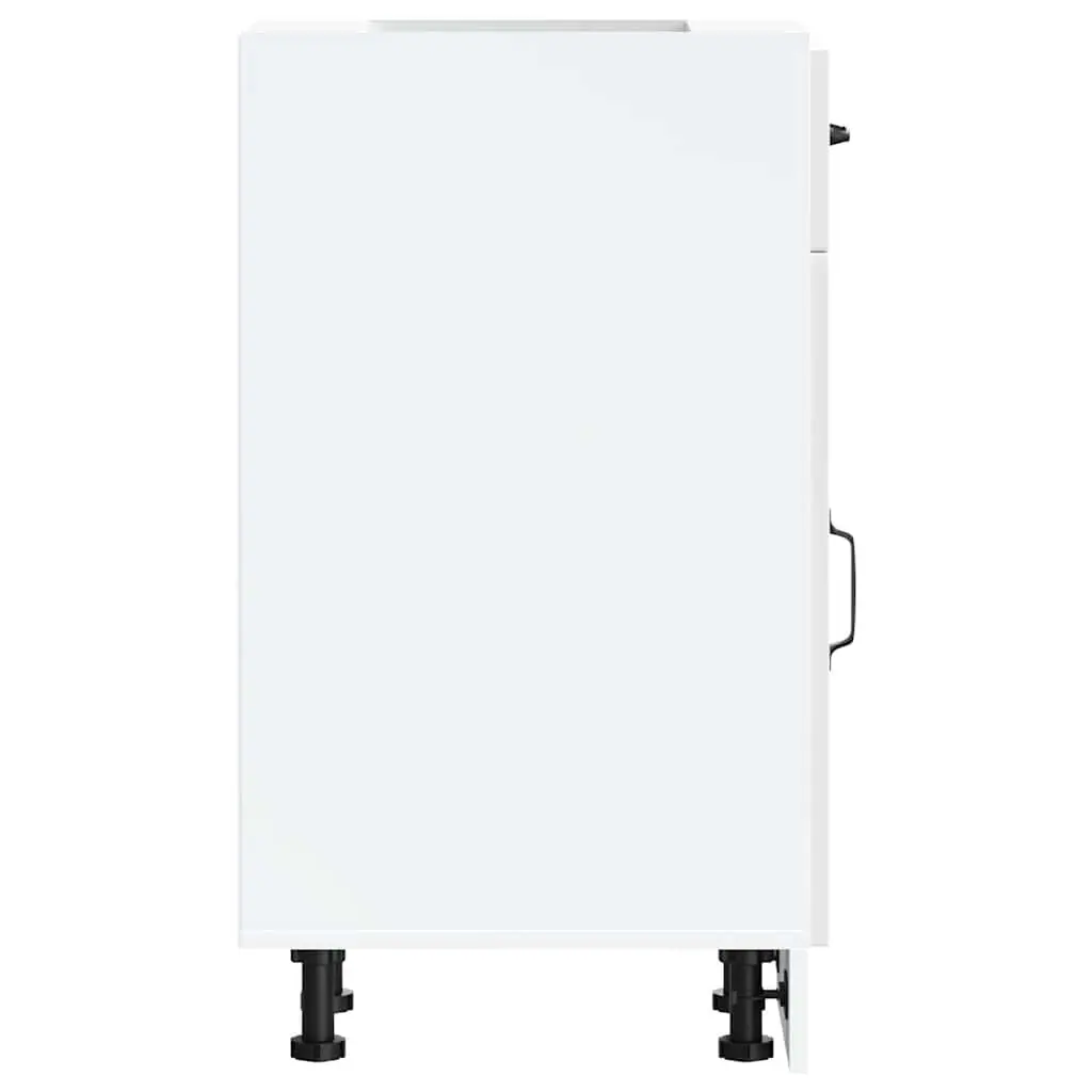 Kitchen Base Cabinet Storage Unit White Gloss Engineered Wood Adjustable Feet
