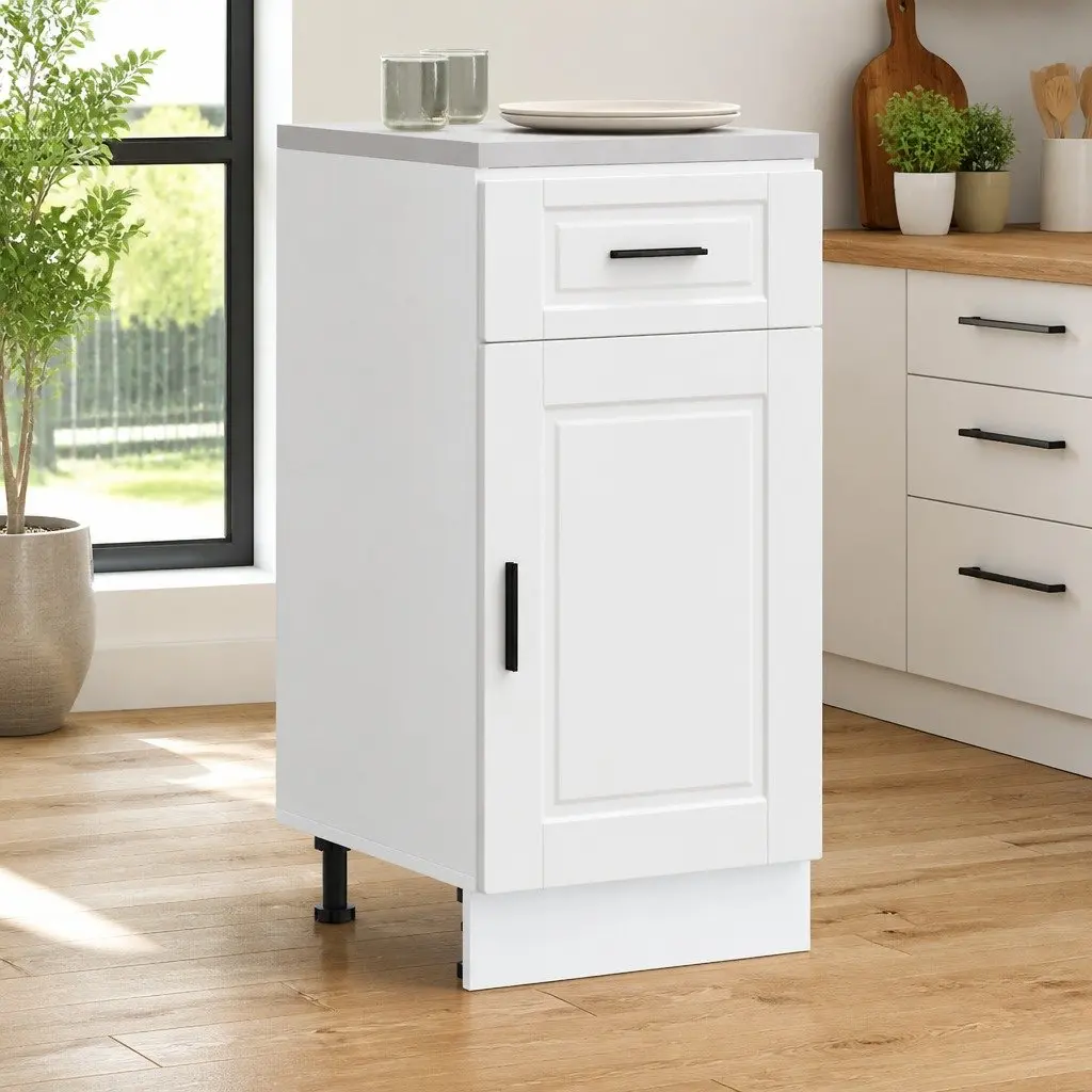 Kitchen Base Cabinet White Storage Cupboard Adjustable Feet
