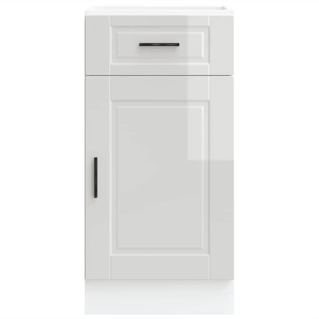 Kitchen Base Cabinet White High Gloss Engineered Wood Storage Cupboard Door