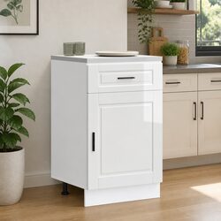 Engineered Wood Base Cabinet: White High Gloss Finish