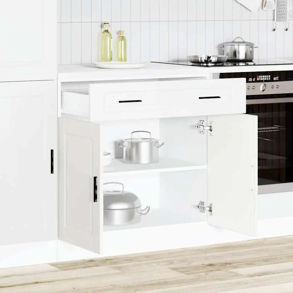 White Engineered Wood Kitchen Cabinet with Ample Storage