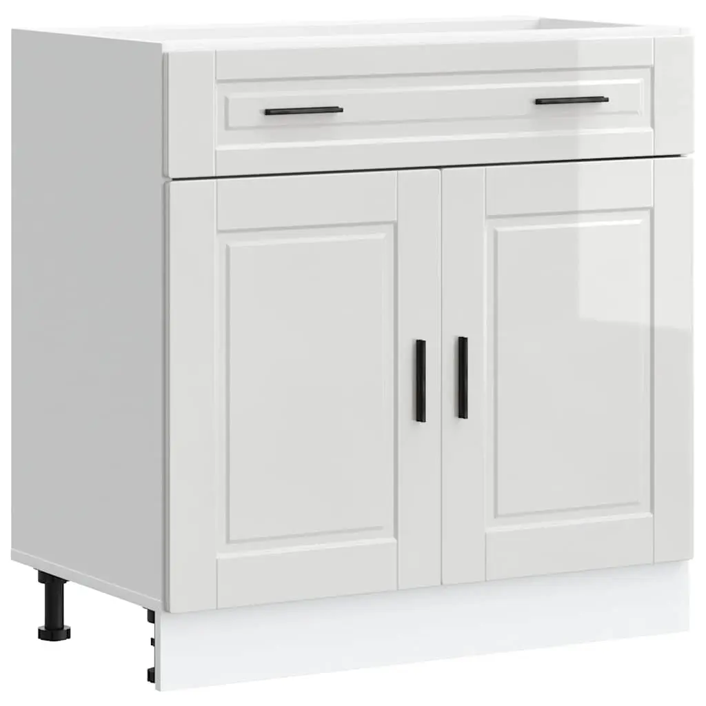 Kitchen Base Cabinet White High Gloss Engineered Wood Storage Cupboard Unit