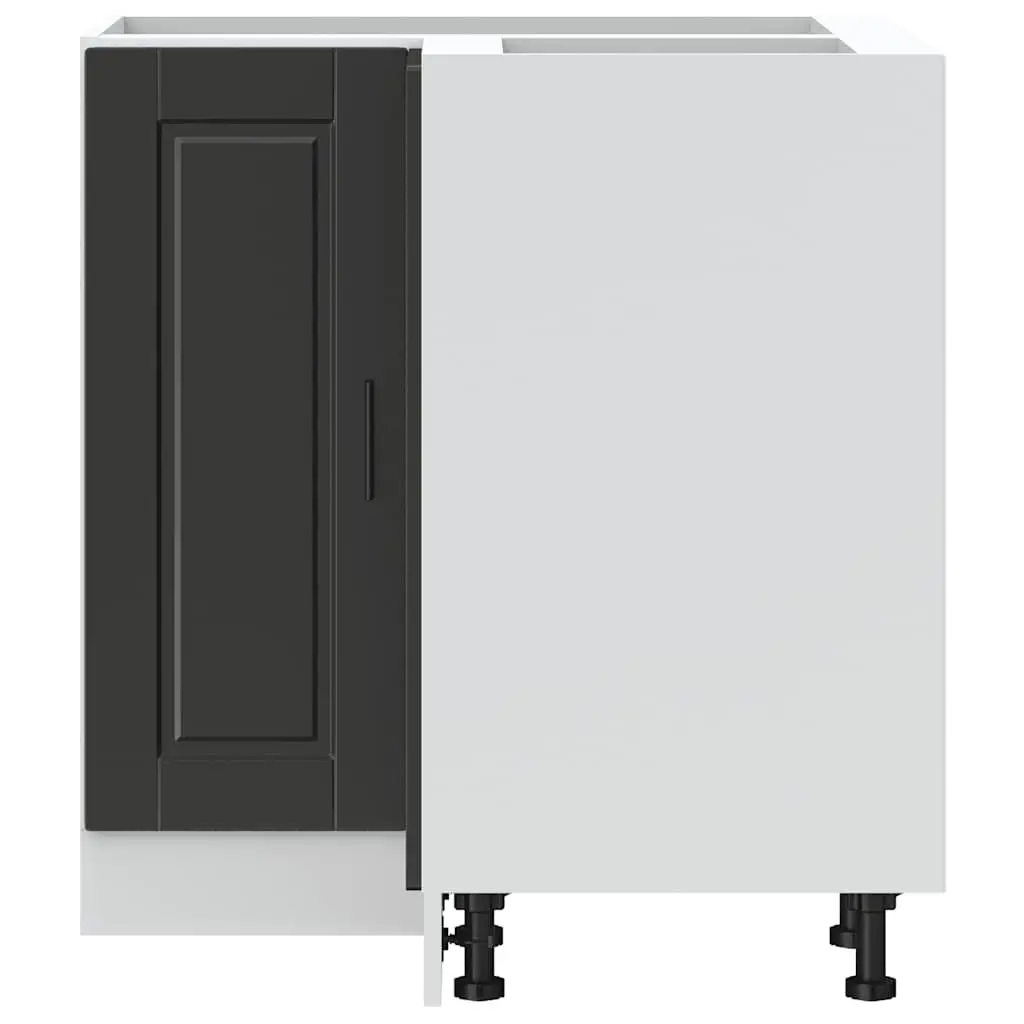 Kitchen Corner Base Cabinet Black Engineered Wood Storage Unit with Adjustable