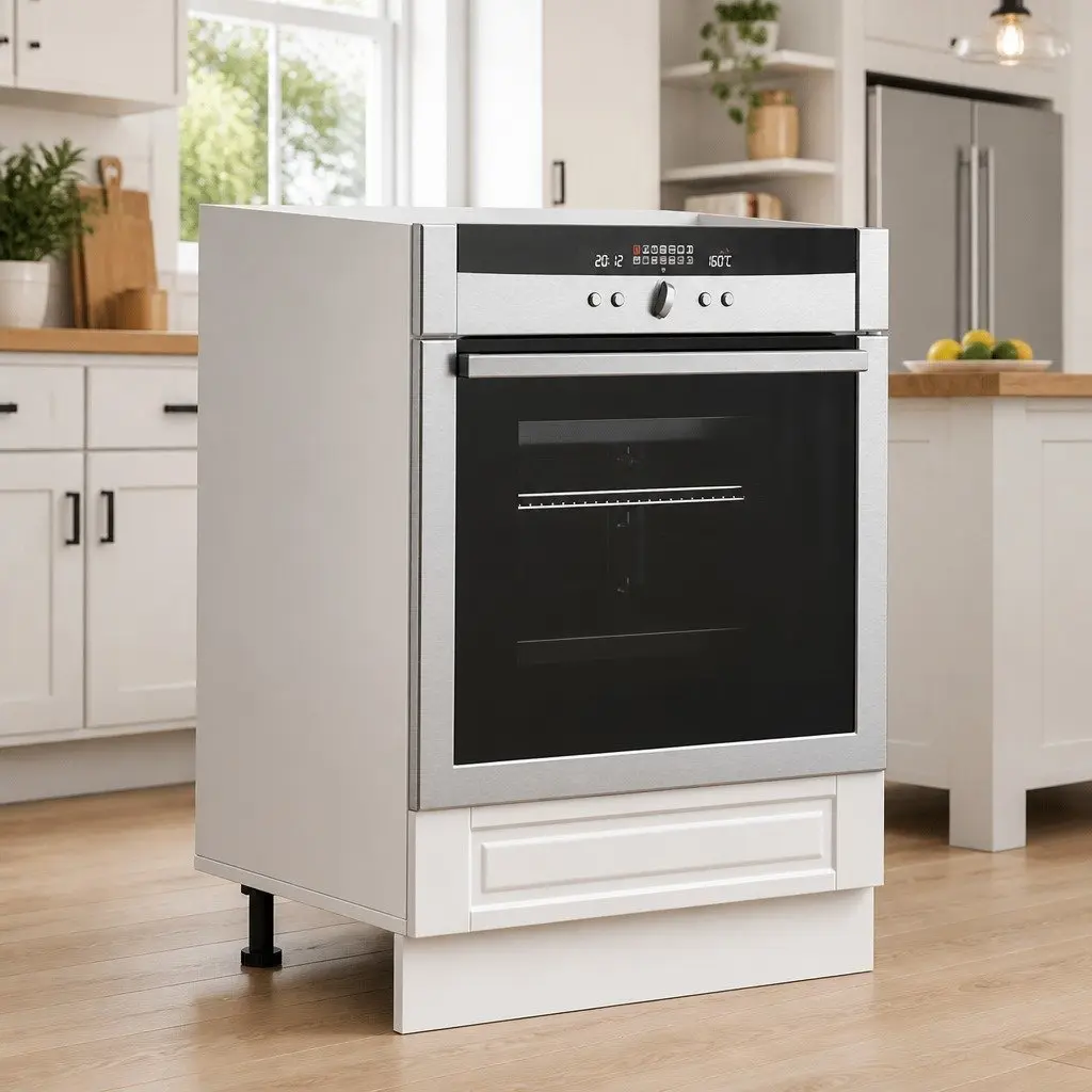 White Engineered Wood Oven Cabinet with Large Compartment
