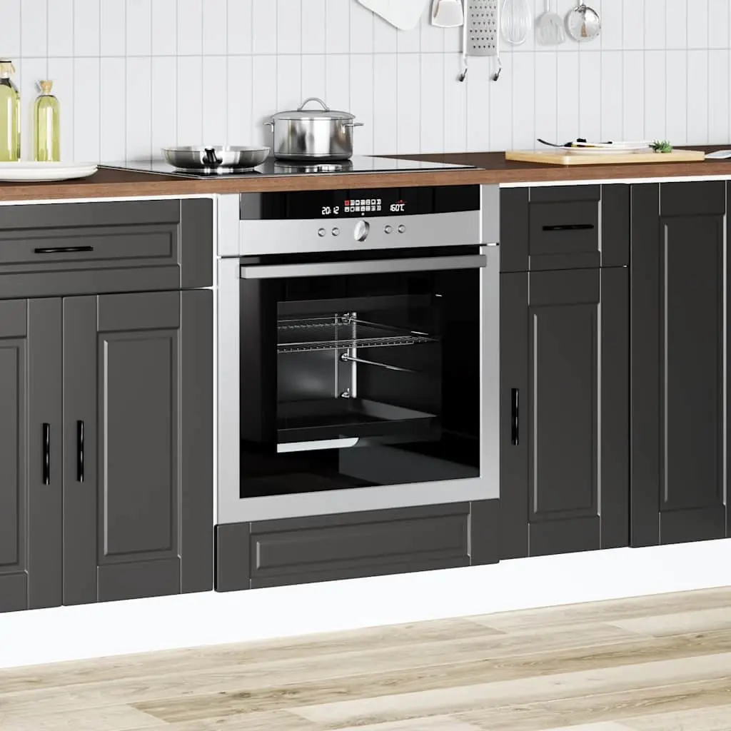 Black Engineered Wood Oven Storage