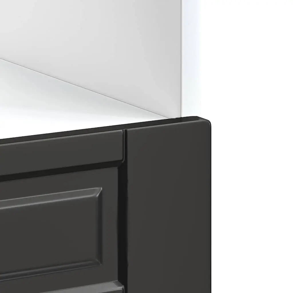 Black Engineered Wood Oven Storage