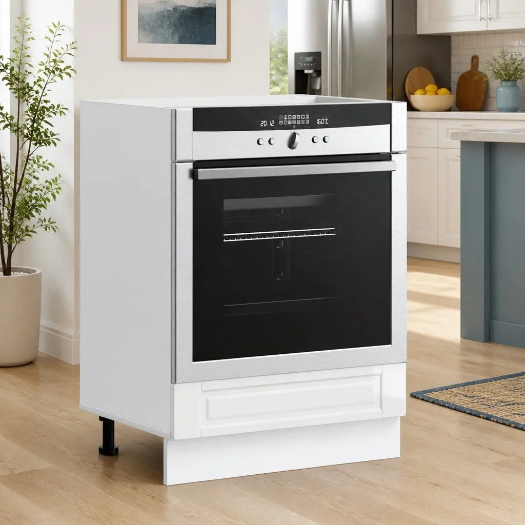 Oven Cabinet Kitchen Storage Unit White High Gloss Engineered Wood Compact