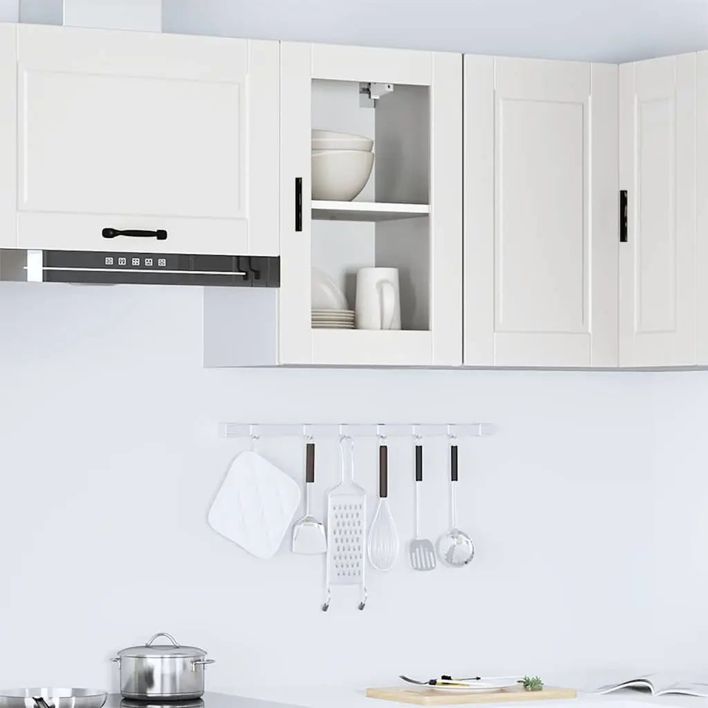 Kitchen Wall Cabinet Glass Door White Storage Unit Mounted