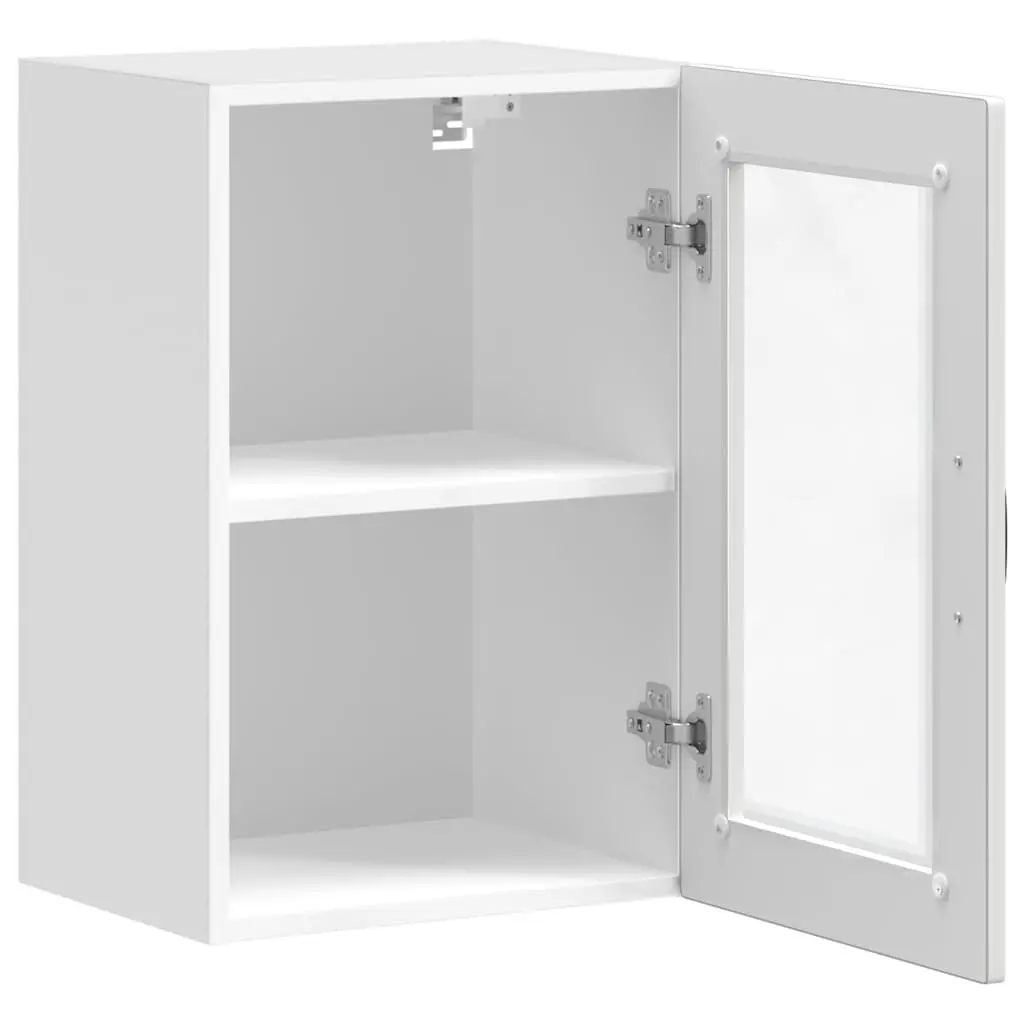 Kitchen Wall Cabinet Glass Door White Storage Unit Mounted