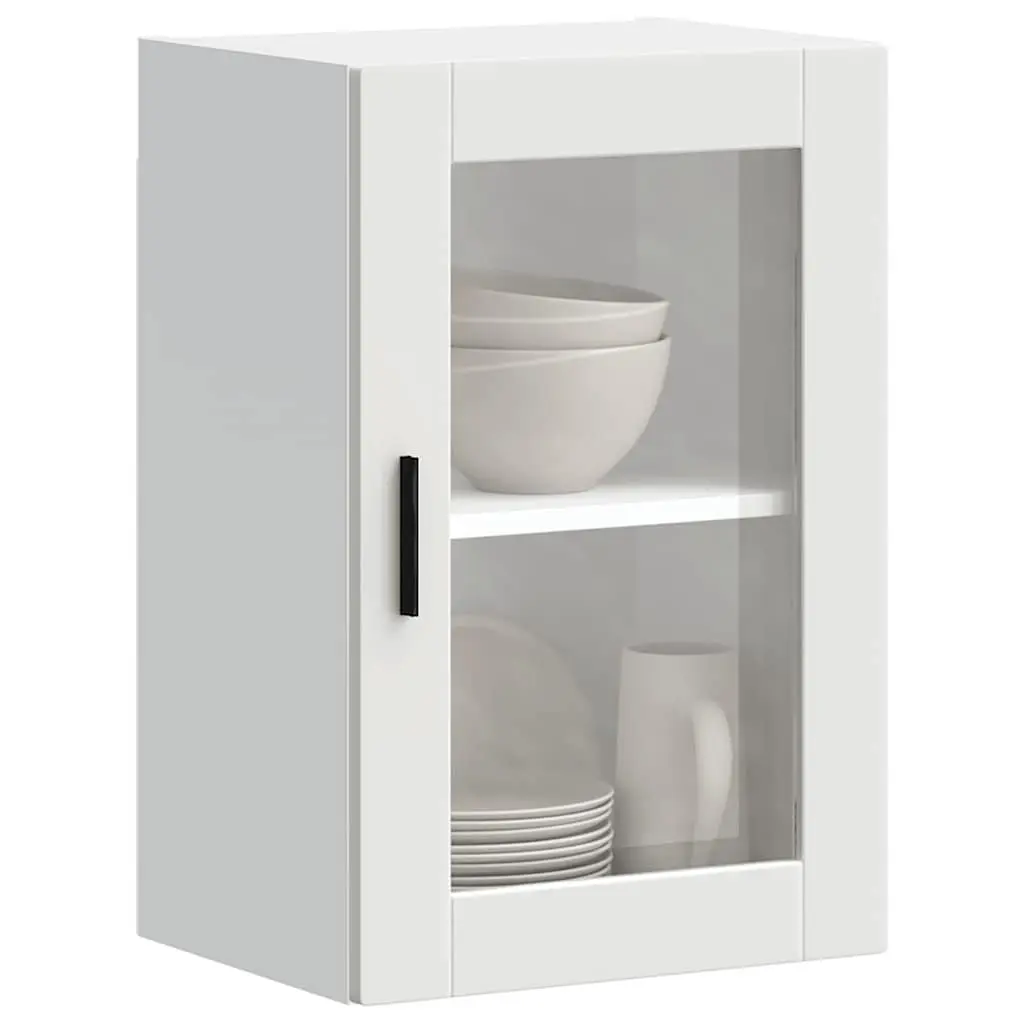 Kitchen Wall Cabinet Glass Door White Storage Unit Mounted