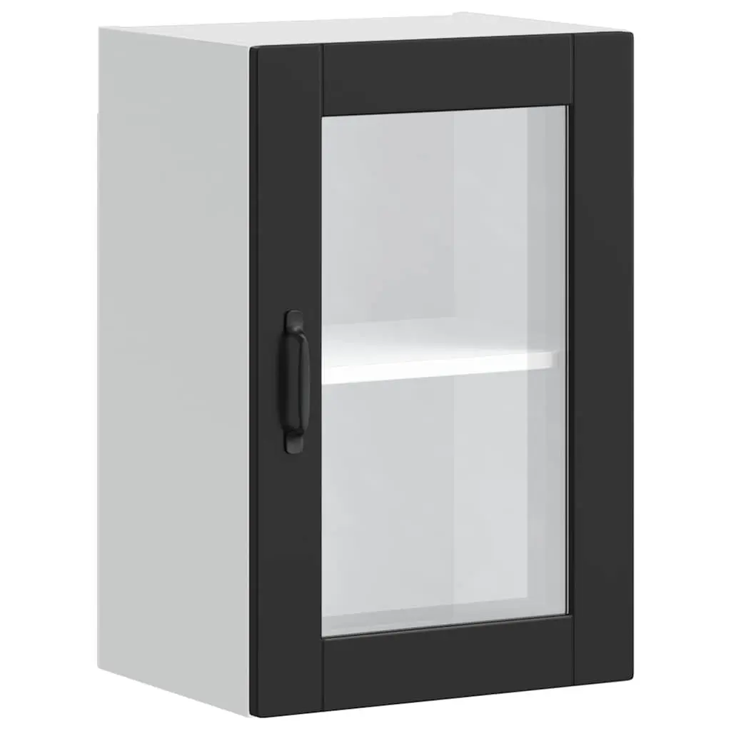 Kitchen Wall Cabinet Black Glass Door Storage Organiser Size