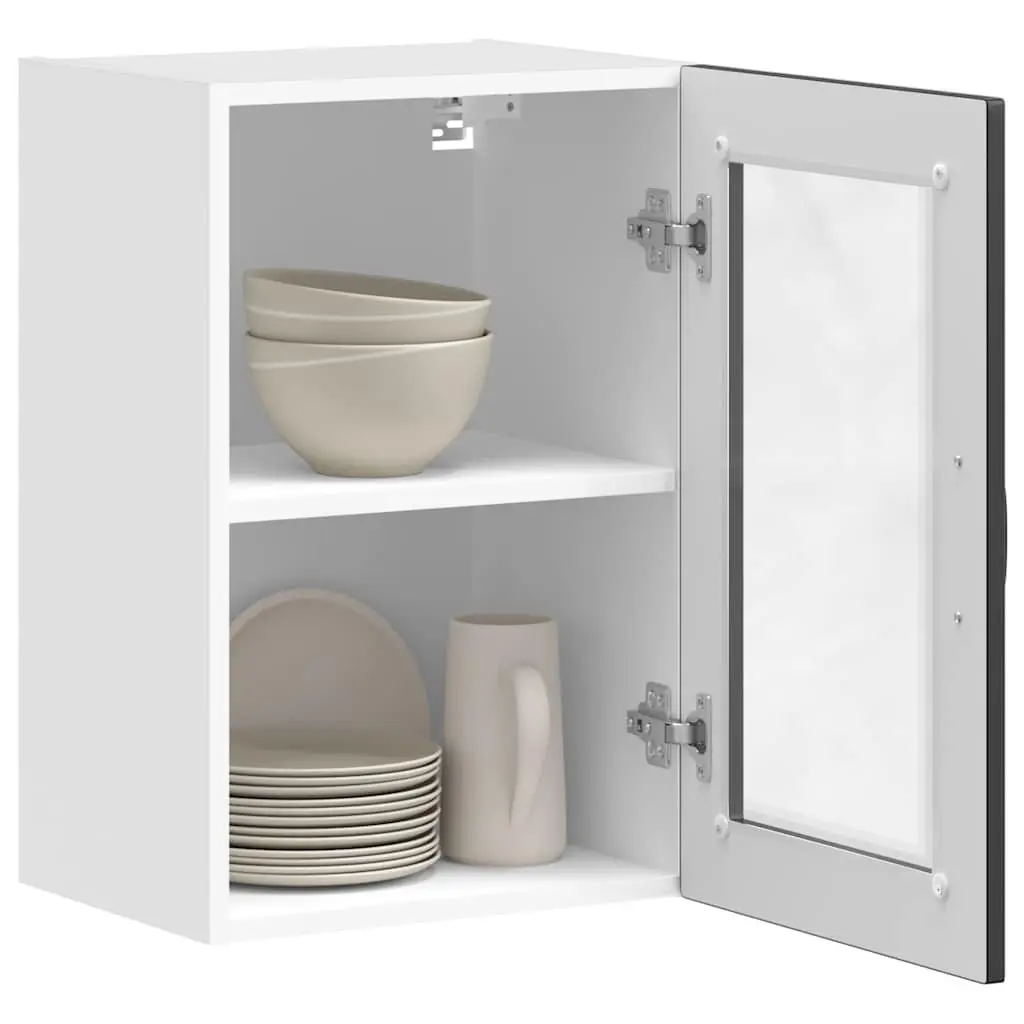 Kitchen Wall Cabinet Black Glass Door Storage Organiser Size