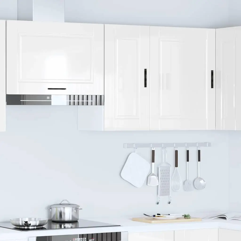 Kitchen Wall Cabinet White High Gloss Engineered Wood Storage Cupboard Door