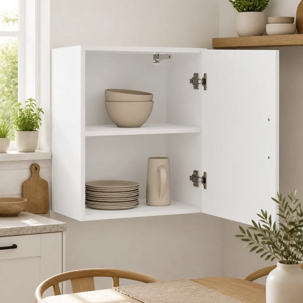 Wall Mounted Kitchen Cabinet White Engineered Wood Storage Cupboard