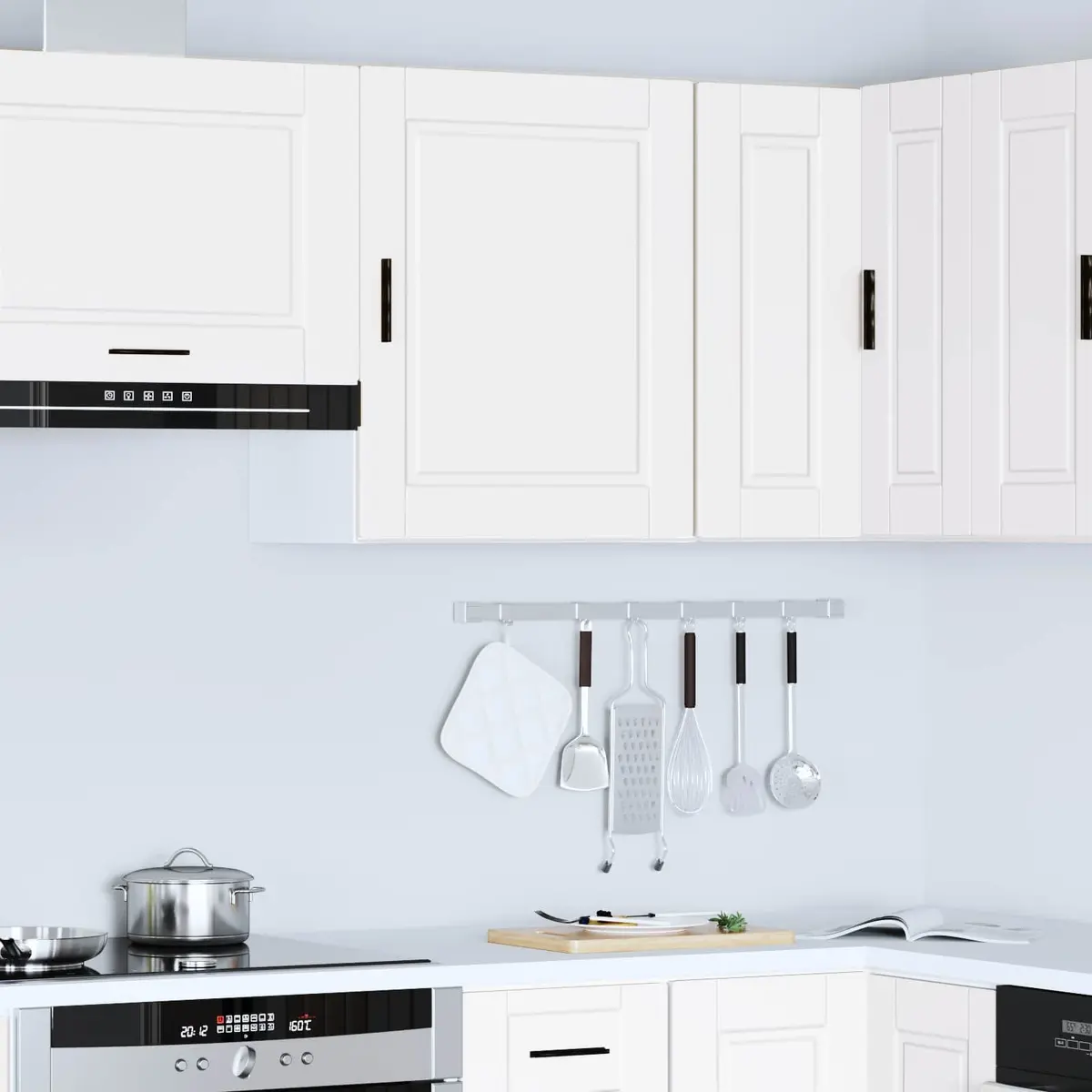 Wall Mounted Kitchen Cabinet White Engineered Wood Storage Cupboard