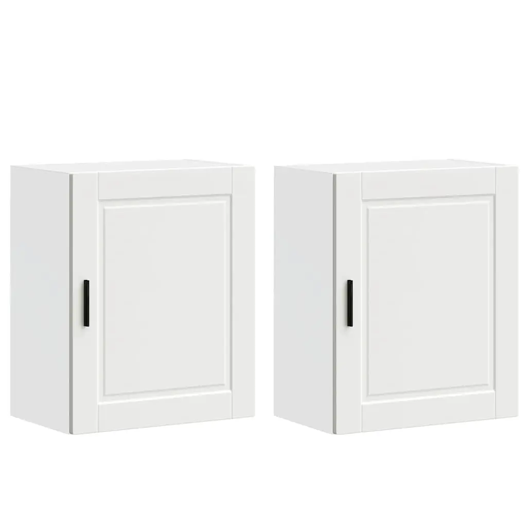 Kitchen Cabinets Wall Mounted 2 Piece White Engineered Wood Storage Cupboards